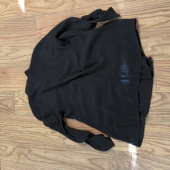 Alfani mandarin collar black lightweight, flowy long-sleeve blouse, size small - Picture 2 of 2